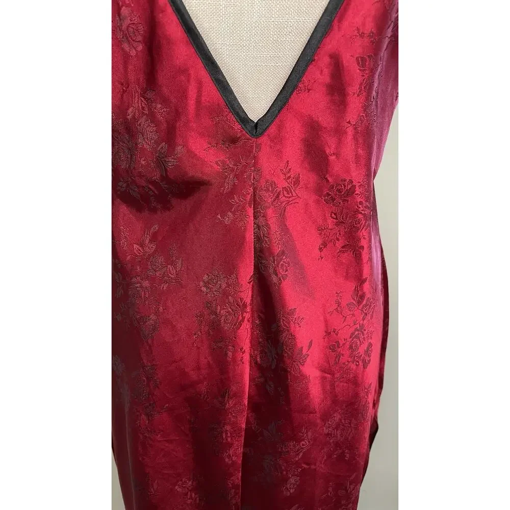 Vintage California Miss Lace Slip Dress Lingerie Nightgown Nightie Gothic Red M